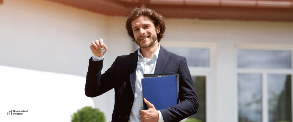 a property manager holding keys in his hand