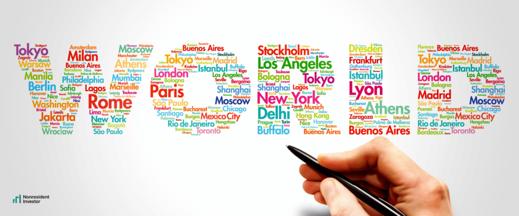 Letters representing world's most popular cities.
