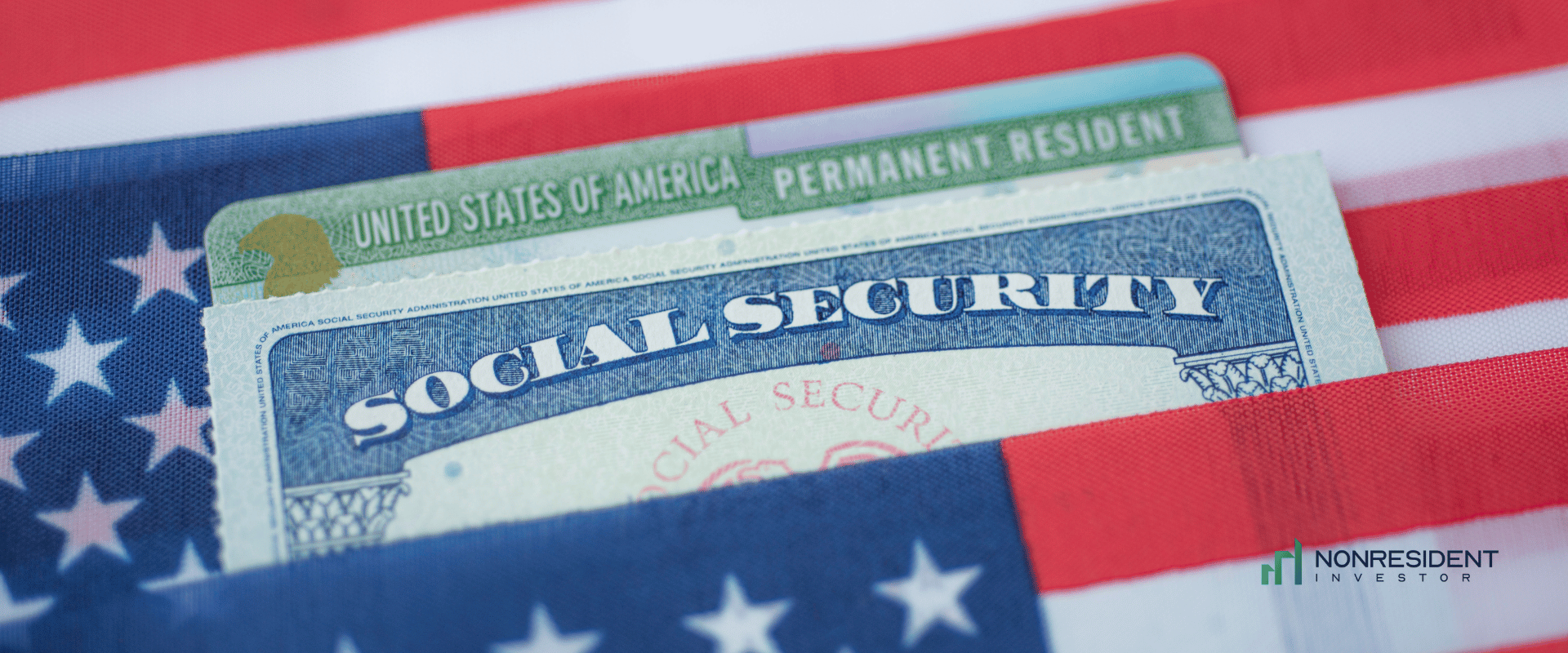 social security number card and a us flag